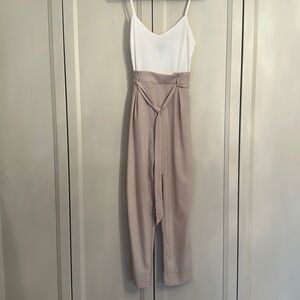 Two tone jumpsuit (one piece) with detachable belt